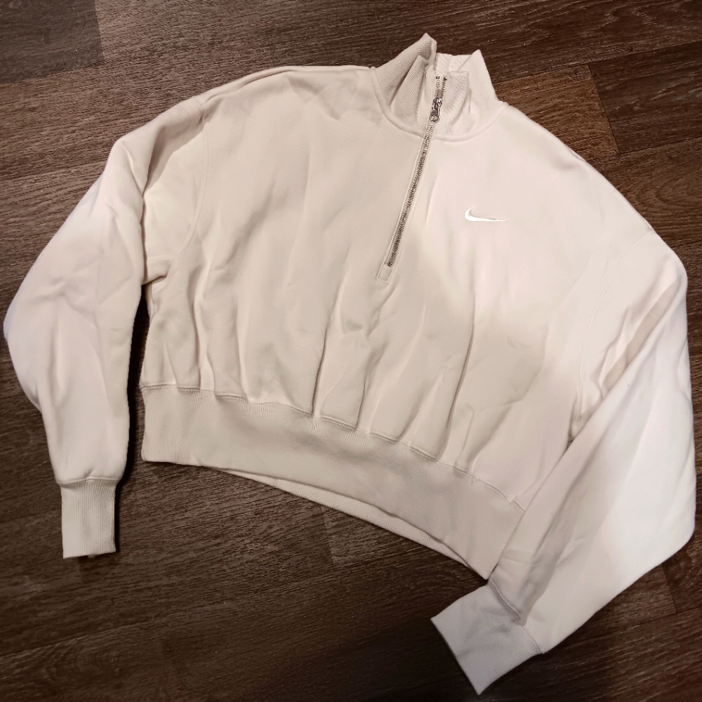Nike Phoenix Fleece half zip sweatshirt in beige Size M Women